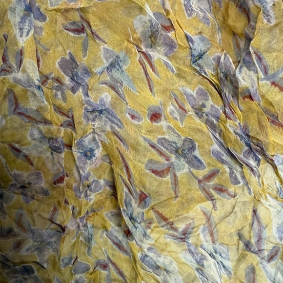 4/$25 Putumayo Rayon Semi-Sheer Floral Scarf Yellow Blue Flowers - Picture 7 of 11
